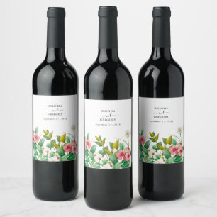 Rótulo De Garrafa De Cerveja Casamento por Aquarela de Flores Selvagens