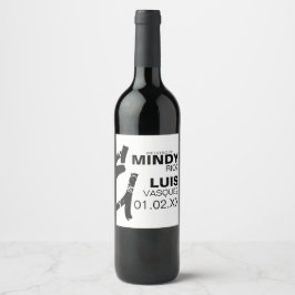 Rótulo De Garrafa De Cerveja CASAMENTO PRETO E BRANCO Grunge AMPERSAND EM NEGRI
