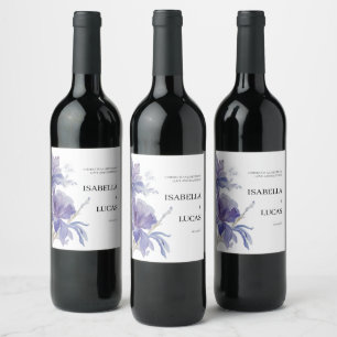 Rótulo De Garrafa De Cerveja Casamento Purple Iris Watercolor