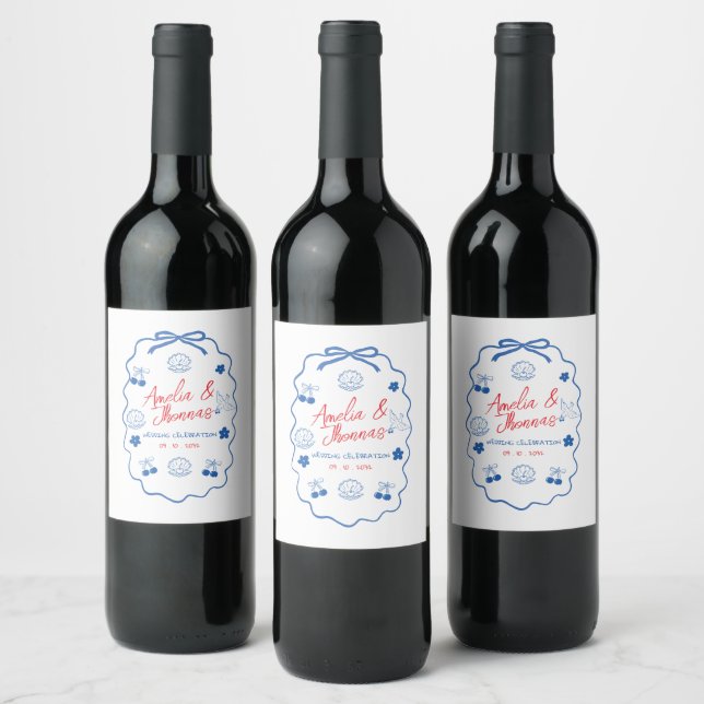 Rótulo De Garrafa De Cerveja Casamento Rabisco Azul Caprichoso  (Garrafas)