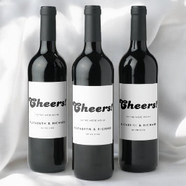 Rótulo De Garrafa De Cerveja Casamento Retro Elegante Preto e Branco