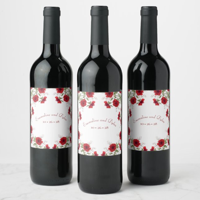 Rótulo De Garrafa De Cerveja Casamento Romântico com Rosa Vermelha (Garrafas)