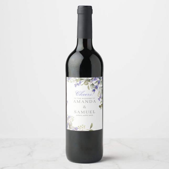 Rótulo De Garrafa De Cerveja Casamento Romântico de Eucalipto e Lavanda (Frente)