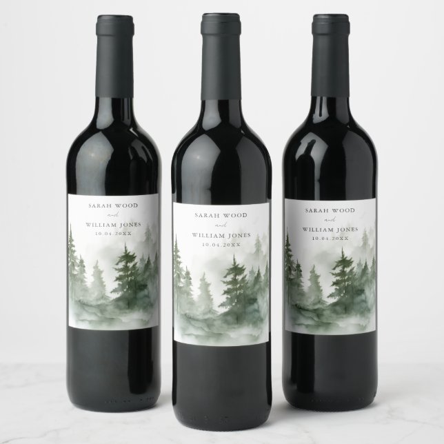 Rótulo De Garrafa De Cerveja Casamento romântico de florestas verdes (Garrafas)