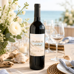 Rótulo De Garrafa De Cerveja Casamento romântico de paisagem marinha costeira n