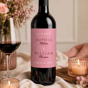 Rótulo De Garrafa De Cerveja Casamento Rosa Poeira Minimalista 