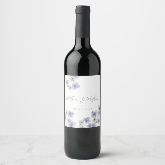 Rótulo De Garrafa De Cerveja Casamento Roxo de Flor Selvagem (Frente)