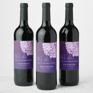 Rótulo De Garrafa De Cerveja Casamento roxo dos Hydrangeas do sul