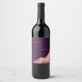 Rótulo De Garrafa De Cerveja Casamento Roxo e Dourado Moderno