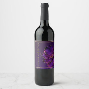 Rótulo De Garrafa De Cerveja Casamento Roxo Violeta Luminoso Moderno 