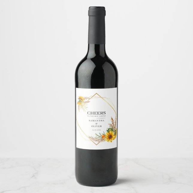 Rótulo De Garrafa De Cerveja Casamento Russo de Girassol-Cria (Frente)