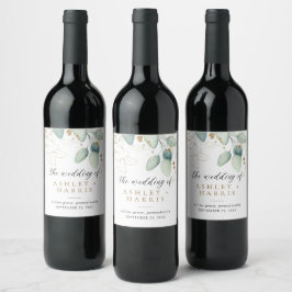 Rótulo De Garrafa De Cerveja Casamento Russo Eucalyptus Dourado Greenerase