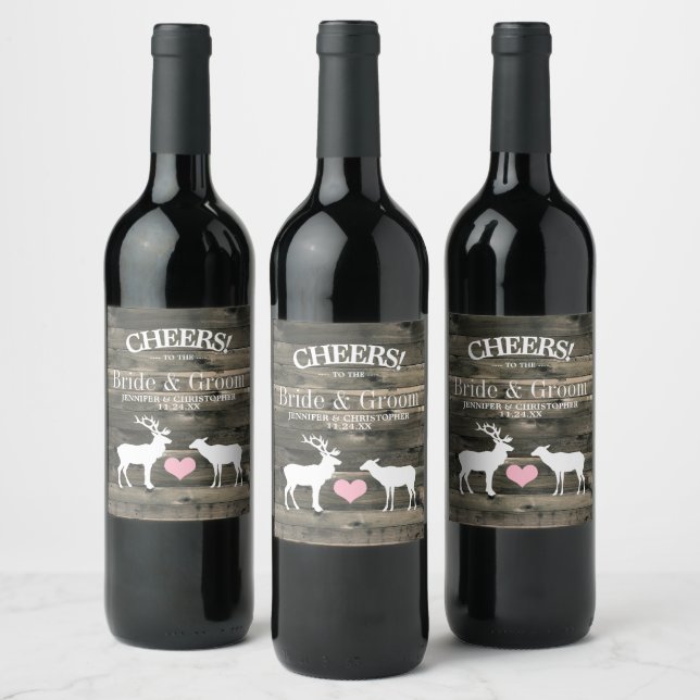 Rótulo De Garrafa De Cerveja Casamento Rustic Country Buck and Doe (Garrafas)