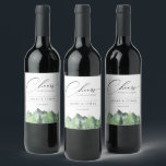 Rótulo De Garrafa De Cerveja Casamento Rustic Forest Mountain<br><div class="desc">Floresta russa de aquarela florestal e cena de montanha,  rótulos personalizados de vinho. O gráfico "Cheers" da caligrafia elegante,  com o modelo do estilo design moderno,  fornece linhas para nomes,  data e frase do evento.</div>