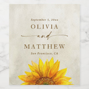 Rótulo De Garrafa De Cerveja Casamento Rustic Sunflower   Queda Country Vineyar