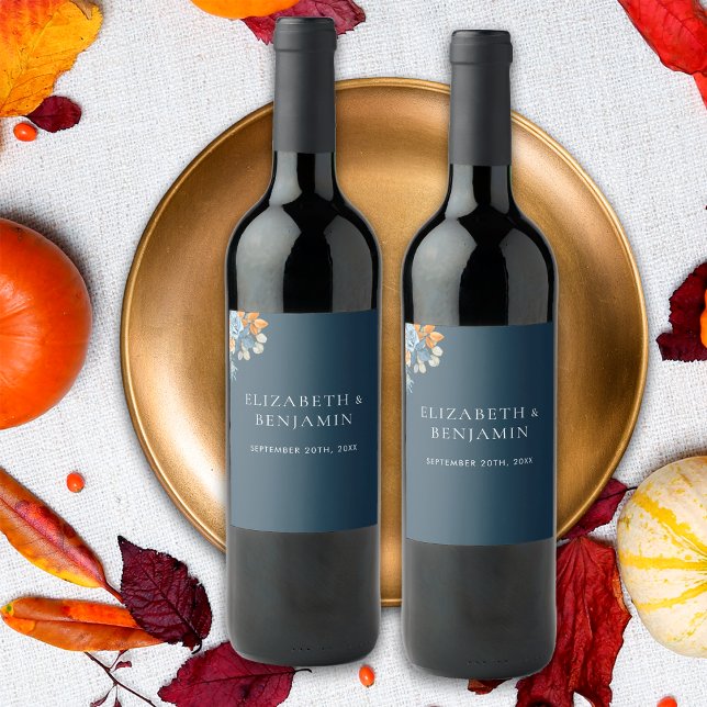 Rótulo De Garrafa De Cerveja Casamento Rustic Terracotta Blue Rust Eucalyptus (Criador carregado)