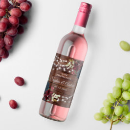 Rótulo De Garrafa De Cerveja Casamento Rústico de Madeira Marsala e Marinhos