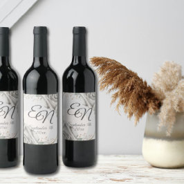 Rótulo De Garrafa De Cerveja Casamento Rústico Monograma de rosas Brancas Flore