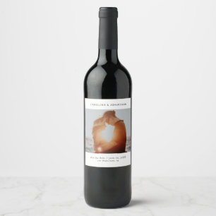 Rótulo De Garrafa De Cerveja Casamento Salve a Data Foto Simples Branco Mínimo