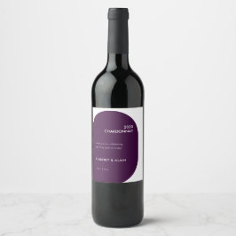 Rótulo De Garrafa De Cerveja Casamento Sólido Roxo Moderno Moody Dark