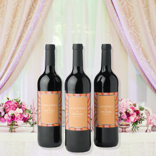Rótulo De Garrafa De Cerveja Casamento Tons Suaves Tema Retro Groovy 70's Vinho