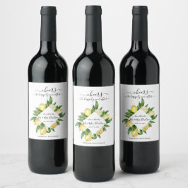 Rótulo De Garrafa De Cerveja Casamento Tropical de Lemon com Aquarela Mediterrâ
