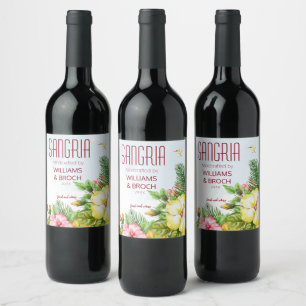 Rótulo De Garrafa De Cerveja Casamento Tropical de Sangria