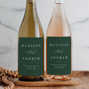 Rótulo De Garrafa De Cerveja Casamento Verde da Floresta Elegante de Caligrafia