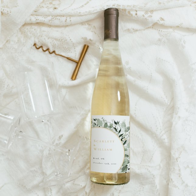 Rótulo De Garrafa De Cerveja Casamento Verde de Eucalyptus Greenery Dourado Sag (Criador carregado)