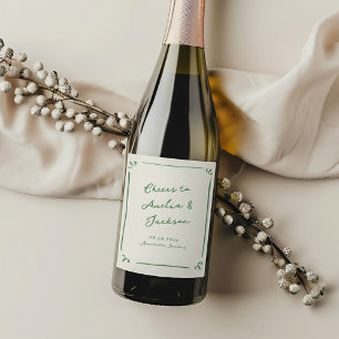 Rótulo De Garrafa De Cerveja Casamento Verde Desenhado à Mão Caprichoso