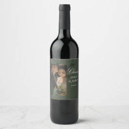 Rótulo De Garrafa De Cerveja Casamento verde oliva elegante personalizável 