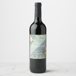 Rótulo De Garrafa De Cerveja Casamento Verde Pessegueira Azul Dusty