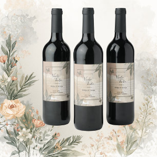 Rótulo De Garrafa De Cerveja casamento vintage boho chic com folhagens