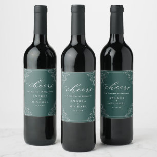 Rótulo De Garrafa De Cerveja Casamento Vintage Esmeralda Elegante