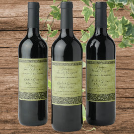 Rótulo De Garrafa De Cerveja Casamento Vintage, Flor de Vitória Floral Scroll