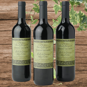 Rótulo De Garrafa De Cerveja Casamento Vintage, Flor de Vitória Floral Scroll