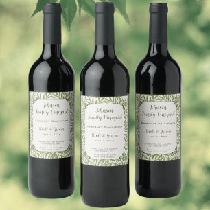 Rótulo De Garrafa De Cerveja Casamento vintage, Padrão Vitoriano de Folhas Selv