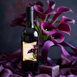 Rótulo De Garrafa De Cerveja Casamento violeta violeta e púrpura Calla Lily