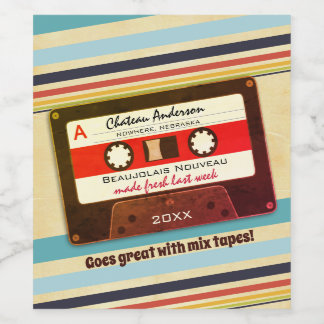 Rótulo De Garrafa De Cerveja Cassette mix fita 70s retro personalizado