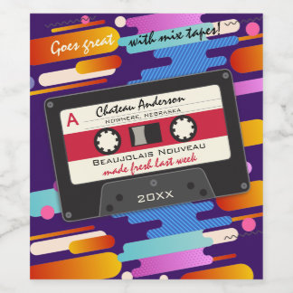 Rótulo De Garrafa De Cerveja Cassette mix fita 80s retro personalizado