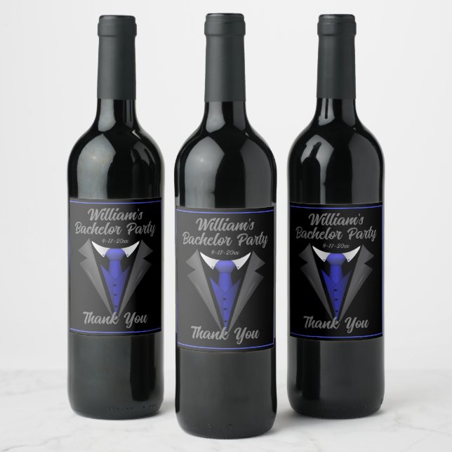 Rótulo De Garrafa De Cerveja Cavalheiro Elegante Gravata Azul (Garrafas)