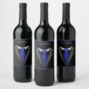 Rótulo De Garrafa De Cerveja Cavalheiro Elegante Gravata Azul 2