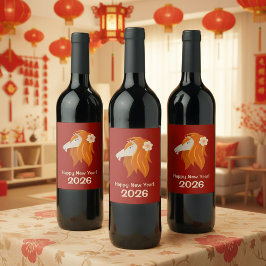 Rótulo De Garrafa De Cerveja Cavalo de Fogo 2026 Zodiac, Ano Novo Chinês