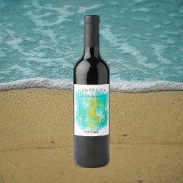 Rótulo De Garrafa De Cerveja Cavalo de mar amarelo sob o mar