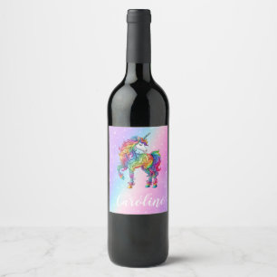 Rótulo De Garrafa De Cerveja Cavalo mágico colorido