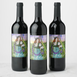 Rótulo De Garrafa De Cerveja Cavalo Maypole medieval camponesa