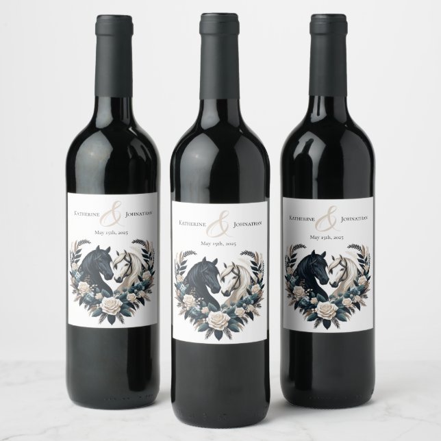 Rótulo De Garrafa De Cerveja Cavalos de Casamento no Amor (Garrafas)