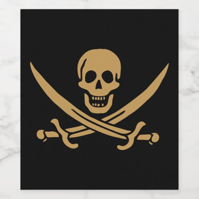 Rótulo De Garrafa De Cerveja Caveira e Cutelo de Ouro Asteca Pirata Calico Jack (Rótulo Único)