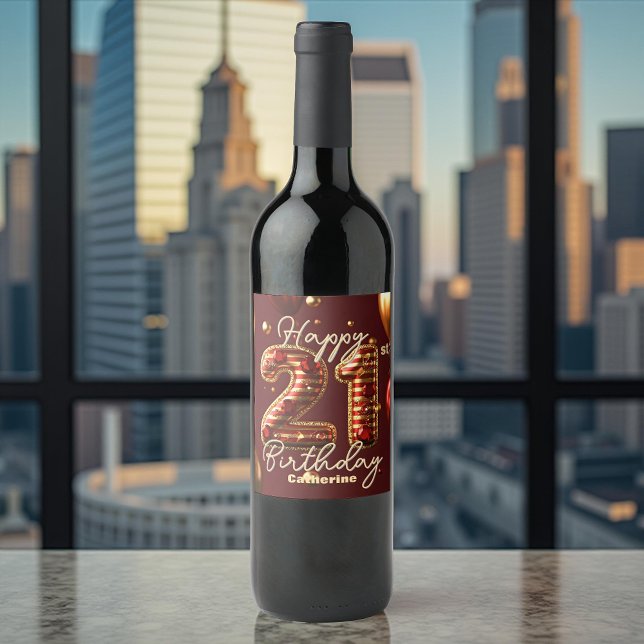 Rótulo De Garrafa De Cerveja Celebração da Elegante Burgundy e da Dourada anive (Criador carregado)