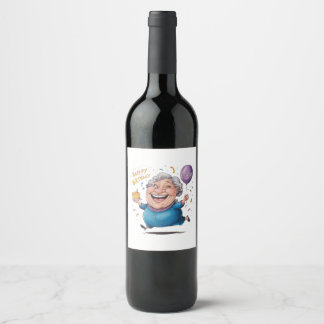 Rótulo De Garrafa De Cerveja Celebração de Aniversário da Vovó